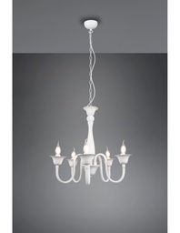 [S-TRIO112900531] Lampadario Bianco 5 Luci con Catena Regolabile