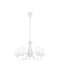 [S-TRIO110600531] Lampadario Bianco 5 Paralumi per Soggiorno Cortez