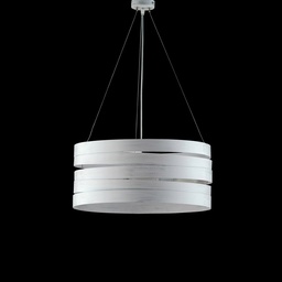 [S-BL157-3-BA] Lampadario a sospensione in ferro Bianco Argento tre luci 45x h20 cm