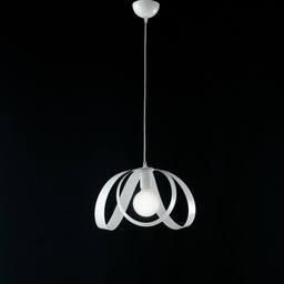 [S-BL129-1-BCO] Lampadario cameretta a sospensione in ferro Bianco una luce 32x h24 cm