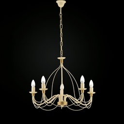 [S-BL105-5-AV] Lampadario in ferro Avorio Decape rifinitura Oro cinque luci 61x h45 cm