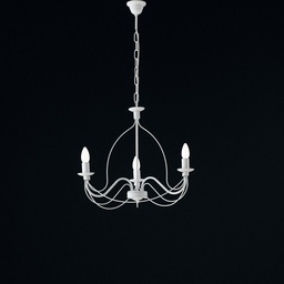 [S-BL105-3-BCO] Lampadario in ferro Bianco shabby tre luci 49x h43 cm