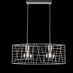 [S-BL168-2-BA] Lampadario industrial a sospensione in ferro Bianco Argento  61x h25 cm