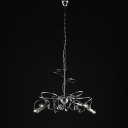 [S-BL209-5-CR] Lampadario moderno ferro cromato lucido strass in cristallo 5 luci  54xh.44 cm