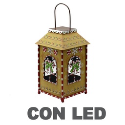 [S-V6065520000] Lanterna a tema pan di zenzero in metallo 18x18x31,5 cm