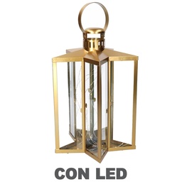 [S-V3724970000] Lanterna LED Metallo Stella Oro 27,5x27,5h42-48 cm