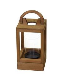 [S-V3726420000] Lanterna in legno naturale quadro 18x18 cm, altezza 41 cm