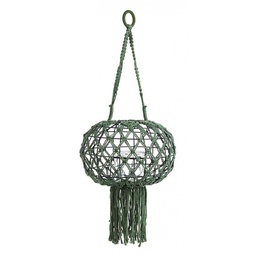 [S-B0140976] Lanterna sospesa stile vintage realizzata in macrame, colore verde 70h cm