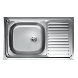 [30732] Lavello cucina vasca con gocciolatoio dx acciaio da appoggio 50x90 cm