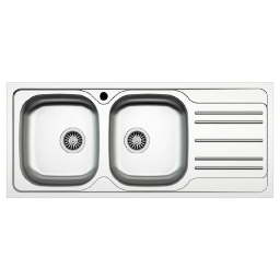 [S-FZ97467] Lavello incasso cucina MP1162DX acciaio116x50 cm due vasche e gocciolatoio destro
