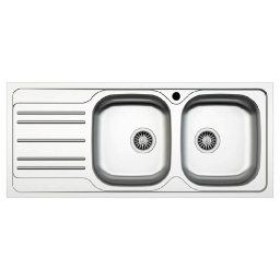[S-FZ97468] Lavello incasso cucina MP1162SX acciaio116x50 cm due vasche e gocciolatoio sinistro