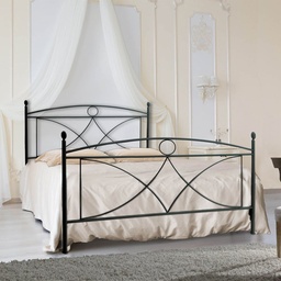 [S-ALICEPED1601D1] Letto in ferro matrimoniale con pediera Nero ALICE 166x208x h128 cm