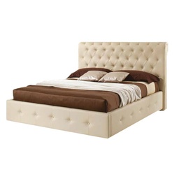 [59092] Letto matrimoniale c/ contenitore  in ecopelle Crema 180x223xh.120 cm