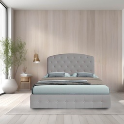 [99911] Letto matrimoniale contenitore con testiera curva grigio chiaro Button2