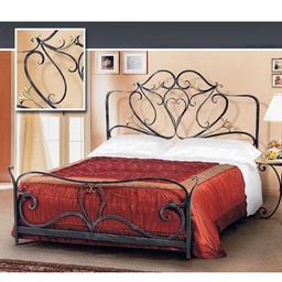 [S-A114WP] Letto matrimoniale in ferro battuto color antracite 172x202xH.140 cm