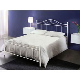[S-F205WP] Letto matrimoniale in ferro battuto colore bianco opaco 170x200xH.130 cm
