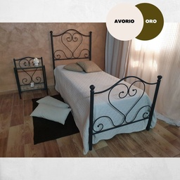 [94766] Letto singolo Papavero ferro battuto avorio oro