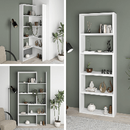 [98060] Libreria Wish estensibile angolare bianca 200h