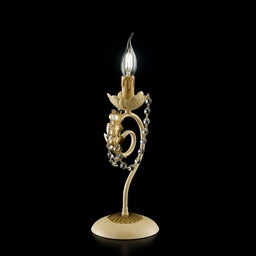 [S-BL77-LT-AV] Lumetto in ferro Avorio Decape e Oro strass damasco una luce 16x h39 cm