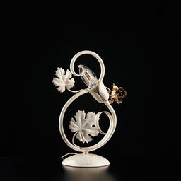 [S-BL169-LT-AV] Lumetto in ferro Avorio con decorazioni decape e rose Oro una luce 21x h30 cm