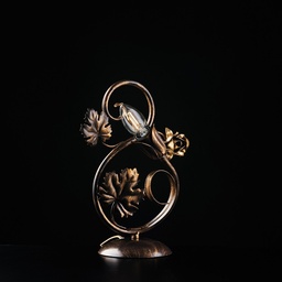 [S-BL169-LT-BR] Lumetto rosoni in ferro Marrone con decorazioni Oro una luce 21x h30 cm