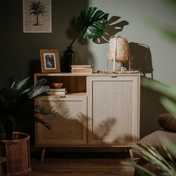 [S-FZ95011] Madia due ante e vano a giorno effetto vimini BALI 101x40x h87 cm