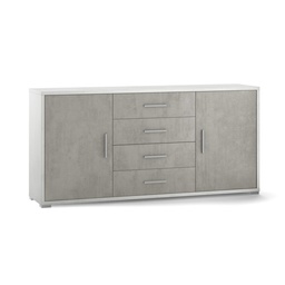 [S-ODB804OSCEK] Madia due ante quattro cassetti Bianco Cemento 174x41x h84 cm