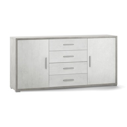 [S-ODB804CEOSK] Madia con due ante e quattro cassetti Cemento Bianco 174x41x h84 cm