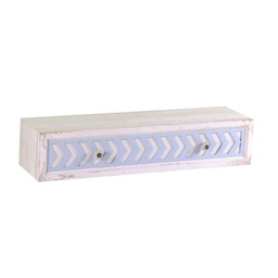 [S-V8039010000] Mensola in legno cipro con cassetto shabby - 21 x 80 x 16,5 cm