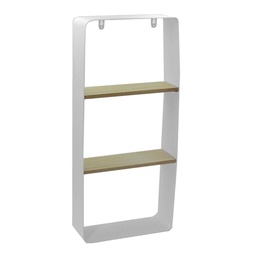 [S-V6447880000] Mensola Metallo Bianco e Legno 2 Piani 25,5x10 cm