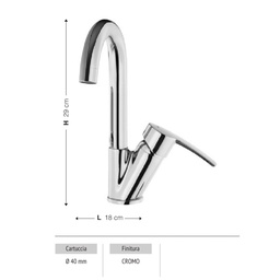 [56931] Miscelatore Dyno con cartuccia da 40 mm e finitura cromo