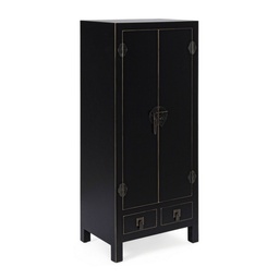 [S-B0745981] Mobile 2 ante 2 cassetti Beijing nero in legno - 50x34,5x121 cm