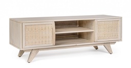 [S-B0747055] Mobile Porta Tv 2A Sahana - Struttura in Legno di Mango con Ante in Rattan