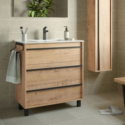 [100273] Mobile bagno Geco80 rovere ostippo con lavabo 3 cassetti 80x45x86h