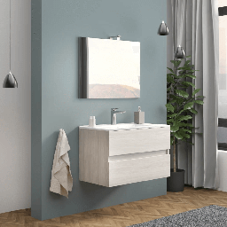 [91906] Mobile bagno Trasimeno rovere grigio con specchio