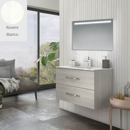 [91907] Mobile bagno sospeso Bracciano rovere bianco 81,5x46,5x53 H