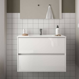 [100256] Mobile bagno sospeso Claros90 bianco laccato lucido con lavabo 2 cassetti 90x45x56h