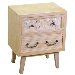 [S-V8040770000] Comodino in legno naturale con 2 cassetti - 30 x 44,5 x 55,5 cm