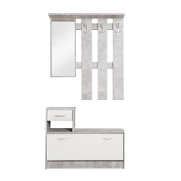 [85749] Mobile guardaroba da ingresso bianco e cemento 100x25xh.180 cm