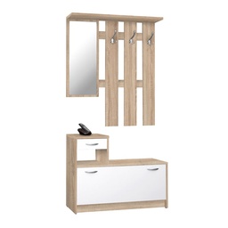 [94279] Mobile guardaroba da ingresso bianco e rovere sonoma 100x25xh.180 cm