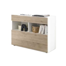 [83038] Mobile madia 1 cassetti 1 ribalta bianco/rovere 111x42xh 82 cm