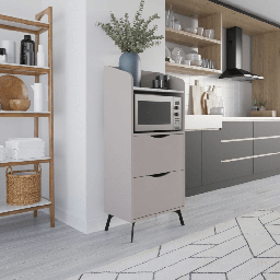 [99290] Mobile multiuso Gorki con cassetti light mocha e ripiano carrara bianco