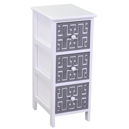 [S-V8040070000] Mobiletto Gianna Cassettiera Bianco Grigio 3 Cassetti 26x32x63 cm