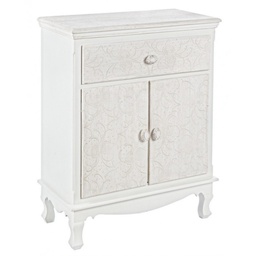 [S-B0744526] Mobiletto in MDF due ante un cassetto Bianco 60x30x h78 cm