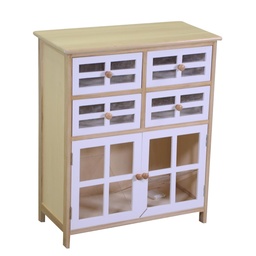 [S-V4119780000] Cassettiera Naomi 2 ante e 4 cassetti naturale rettangolare 60x30xh72 cm