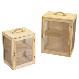 [S-V5009200000] Moscaiola in legno di pino 2 - Set da 2 - Misure: Piccola: 30x25x39 cm, Grande: 50x30x42 cm