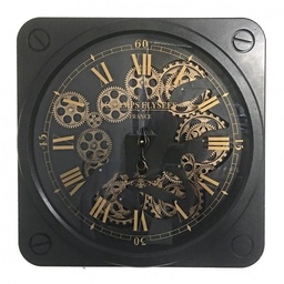 [S-B0181980] Orologio Parete Engrenage 49x49 - Acciaio e Vetro - Funziona a Batteria