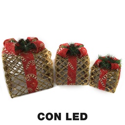 [S-V6192770000] Pacco regalo 1-3 con led rosso 25x25x25 cm