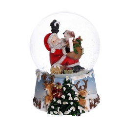 [S-V6169340000] Palla di vetro con carillon babbo azzurro 10x11x14,5 cm