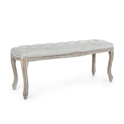 [S-B0743498] Panca classica in legno velluto grigio Mathilde 110x36x47 cm